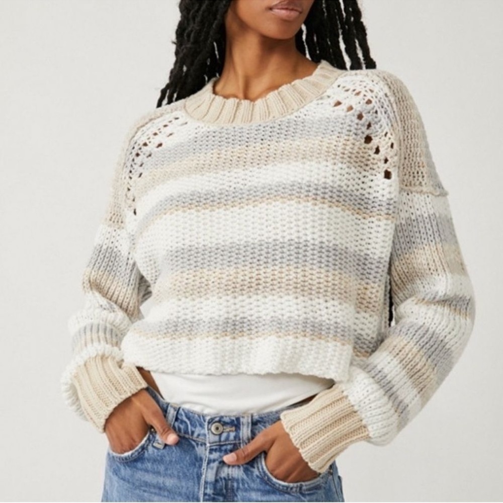 Free People Devon Cropped Striped Sweater